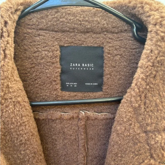Zara Brown Teddy Jacket with Shearling Collar - Picture 3 of 6